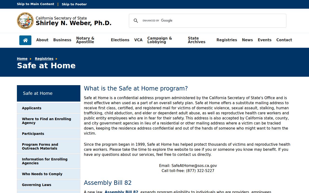 Glendora residents directory reference to California Safe at Home address protection
