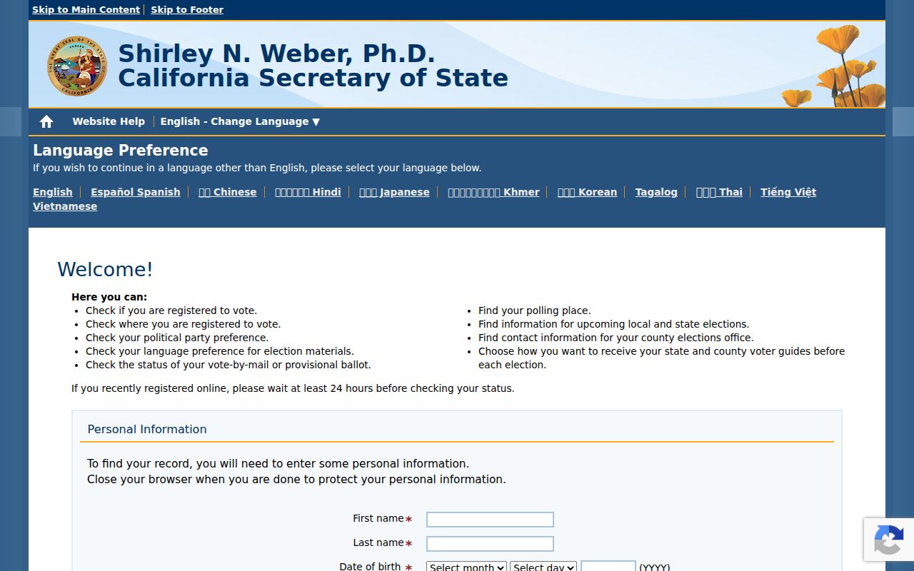 Glendora residents directory reference to California voter status lookup