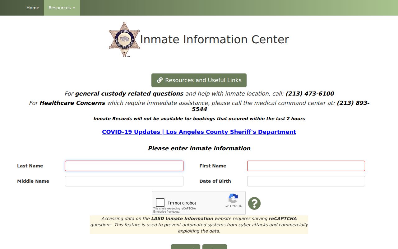 Glendora previous residents reference to Los Angeles County inmate information