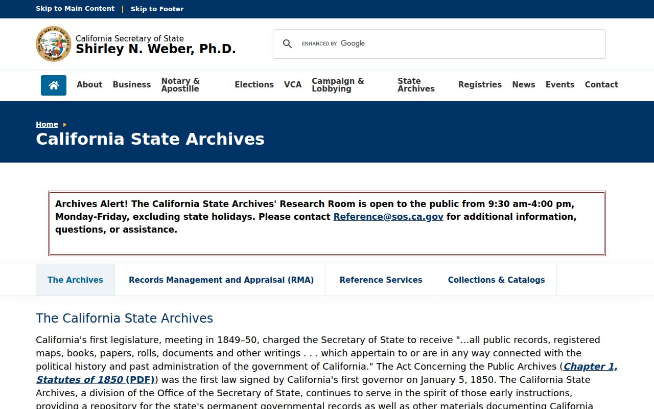 Glendora previous residents reference to California State Archives resources