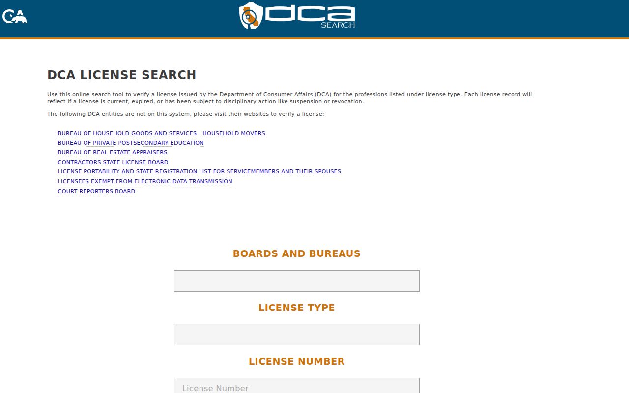 Glendora resident lookup reference to California professional license search